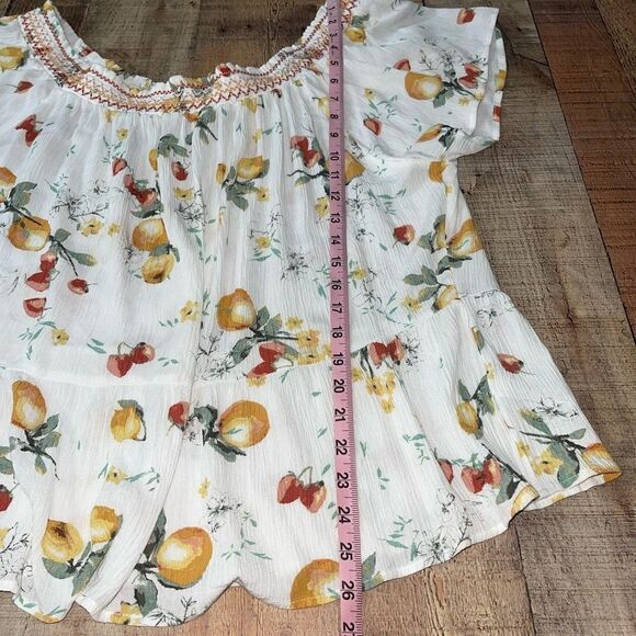 Maurice’s White Fruit Smocked Neck Top - Picture 8 of 11